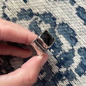 Silpada ring smoky topaz brown colored quartz and sterling silver hammered band